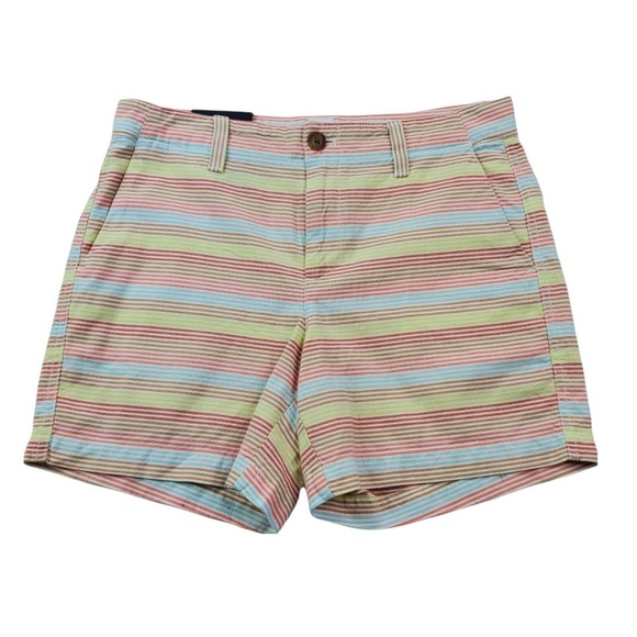 CC - Gap Womens Shorts 2 City Short Mid Rise Red Yellow Blue Stripe Casual NWT - Picture 1 of 10